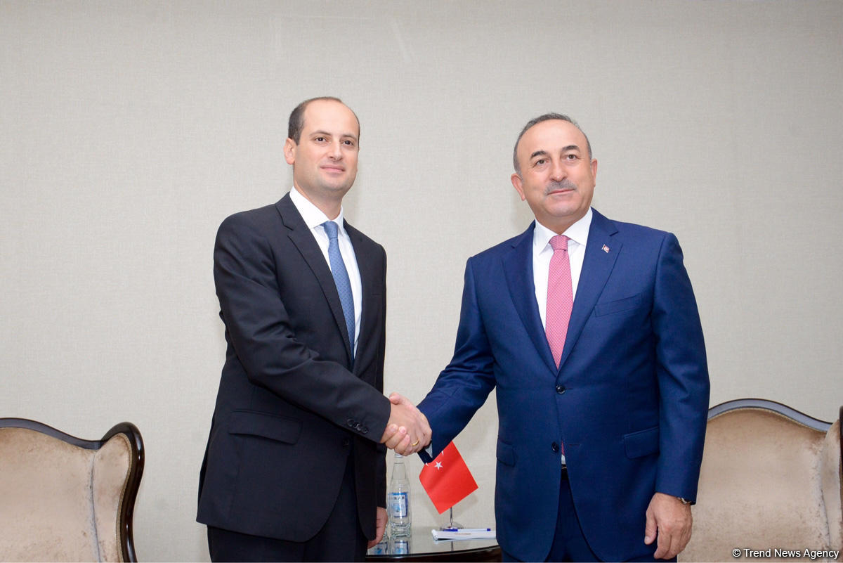 Bakıda Türkiyə və Gürcüstan XİN rəhbərlərinin görüşü keçirilir (FOTO)