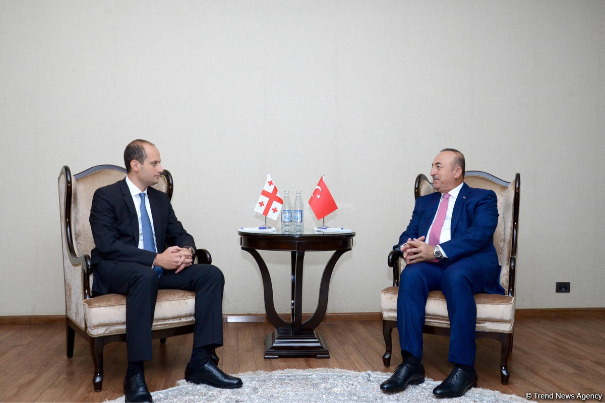 Bakıda Türkiyə və Gürcüstan XİN rəhbərlərinin görüşü keçirilir (FOTO)