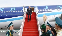 Azərbaycan Prezidenti İlham Əliyev Qazaxıstana işgüzar səfərə gəlib (FOTO)