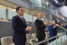 Azərbaycan Prezidenti İlham Əliyev voleybol üzrə milli komandamızın oyununa baxıb (FOTO)