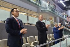 Azərbaycan Prezidenti İlham Əliyev voleybol üzrə milli komandamızın oyununa baxıb (FOTO)