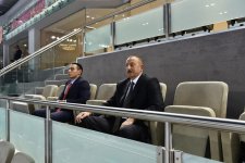 Azərbaycan Prezidenti İlham Əliyev voleybol üzrə milli komandamızın oyununa baxıb (FOTO)