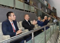 Azərbaycan Prezidenti İlham Əliyev voleybol üzrə milli komandamızın oyununa baxıb (FOTO)