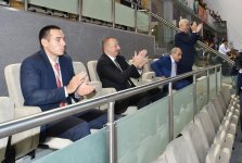 Azərbaycan Prezidenti İlham Əliyev voleybol üzrə milli komandamızın oyununa baxıb (FOTO)