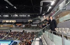 Prezident İlham Əliyev və birinci xanım Mehriban Əliyeva komandamızın oyununa baxıblar (FOTO)