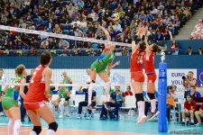 Voleybol millimiz Avropa Çemionatında növbəti oyununu keçirib (FOTOREPORTAJ)