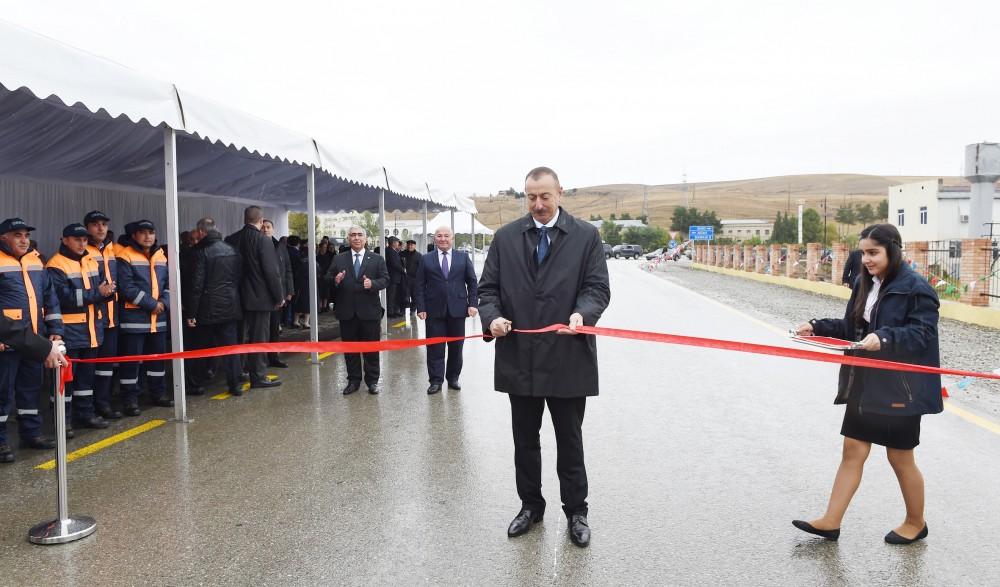 Prezident İlham Əliyev Şamaxı-Çöl Göylər-Padar avtomobil yolunun açılışında iştirak edib (YENİLƏNİB) (FOTO)
