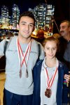 Avropa Çempionatının medalçı akrobatları Bakıya dönüb (FOTO)