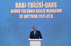 Prezident İlham Əliyev və birinci xanım Bakı-Tbilisi-Qars dəmir yolunun açılış mərasimində iştirak ediblər (FOTO) (YENİLƏNİB-3)