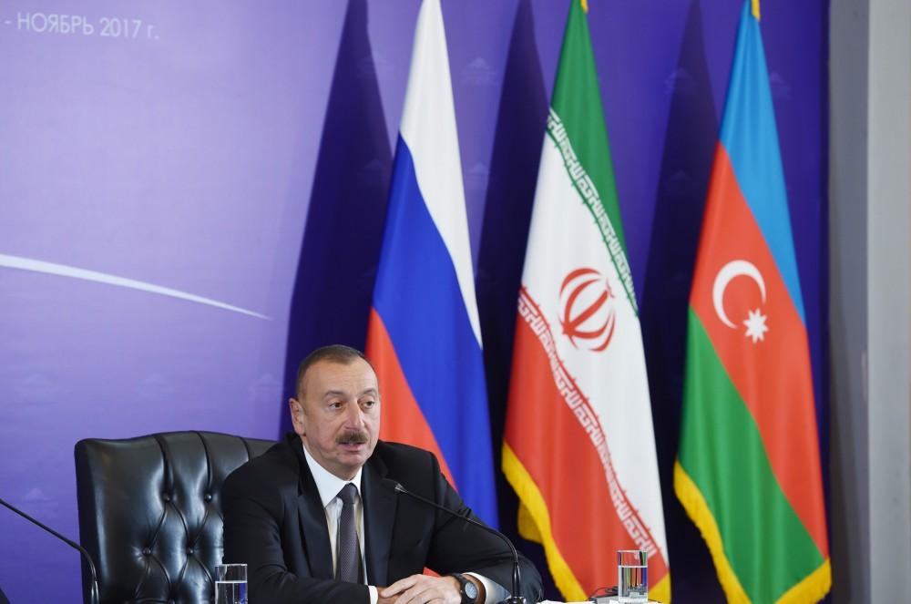 Azərbaycan Prezidenti: Bu üçtərəfli əməkdaşllıq əyani şəkildə göstərir ki, qonşular arasında münasibətlər necə qurulmalıdır