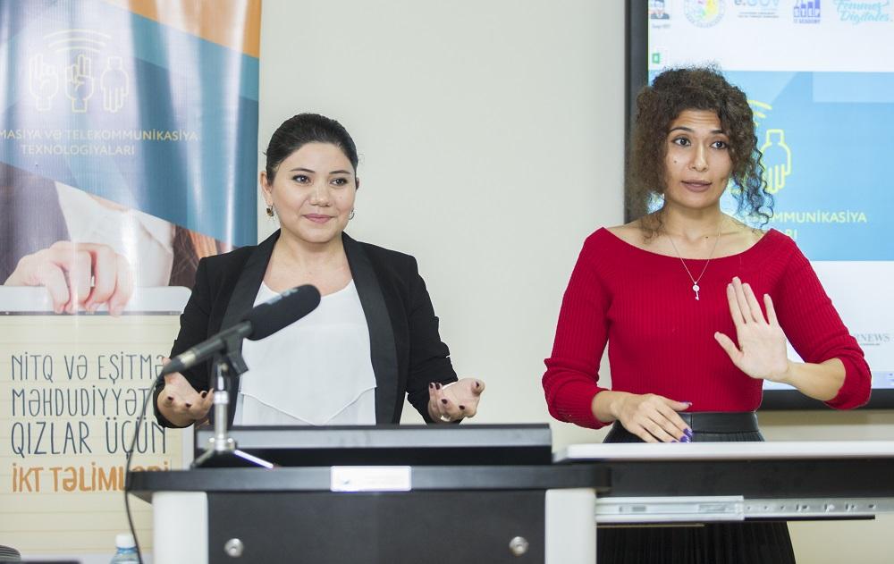 Nitq və eşitmə məhdudiyyətli qızlar üçün İKT təlimlərinə start verilib (FOTO)