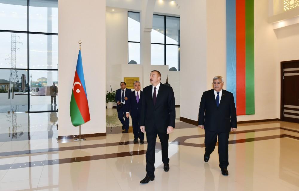 Azərbaycan Prezidenti Sabirabadda Bayraq Muzeyinin açılışında iştirak edib (FOTO)