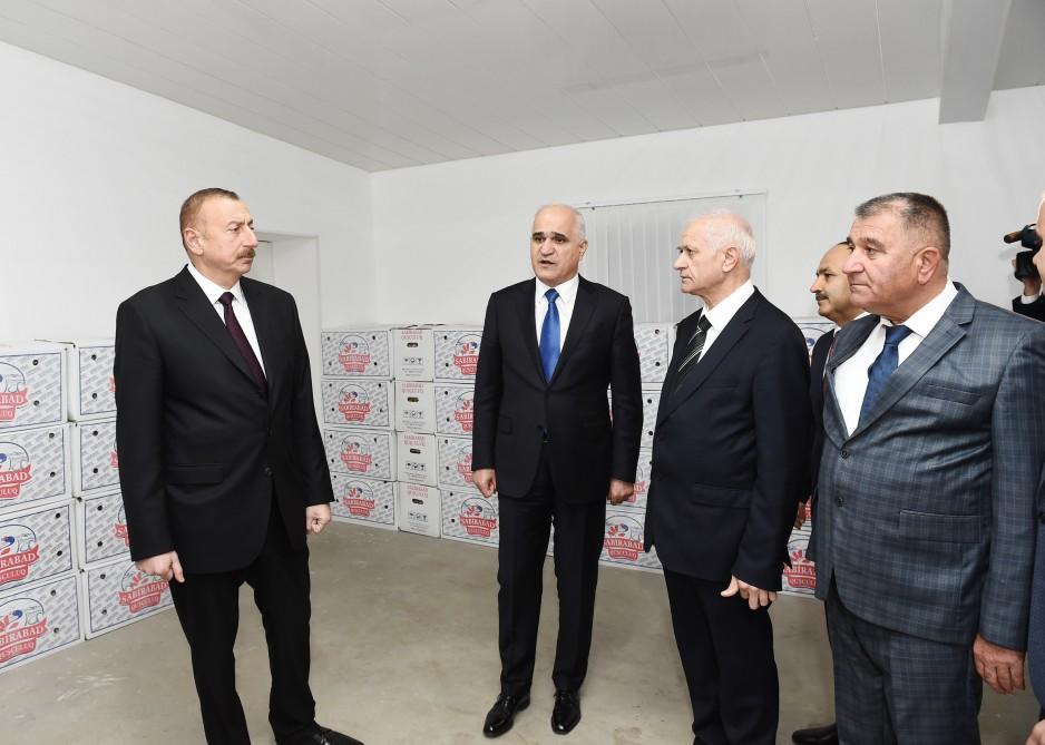 Prezident İlham Əliyev Sabirabadda Nizami kəndində quşçuluq fabrikinin fəaliyyəti ilə tanış olub (FOTO)