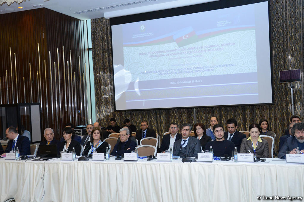 "Müəllif hüququna hörmətin aşılanması və rəqəmsal mühitdə piratçılığa və kontrafaktçılığa qarşı mübarizə" konfransı keçirilir (FOTO)