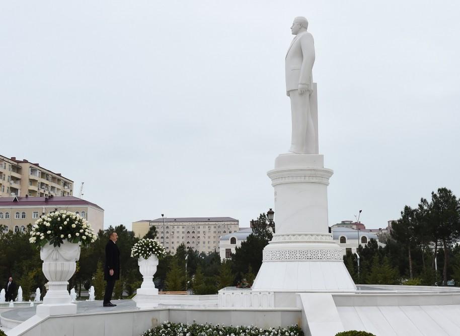 Azərbaycan Prezidenti Sumqayıt şəhərinə səfərə gəlib (FOTO)