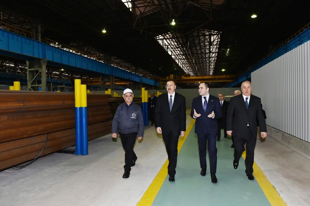 Prezident İlham Əliyev Sumqayıt boruyayma zavodunun yenidənqurmadan sonra açılışında iştirak edib (FOTO)