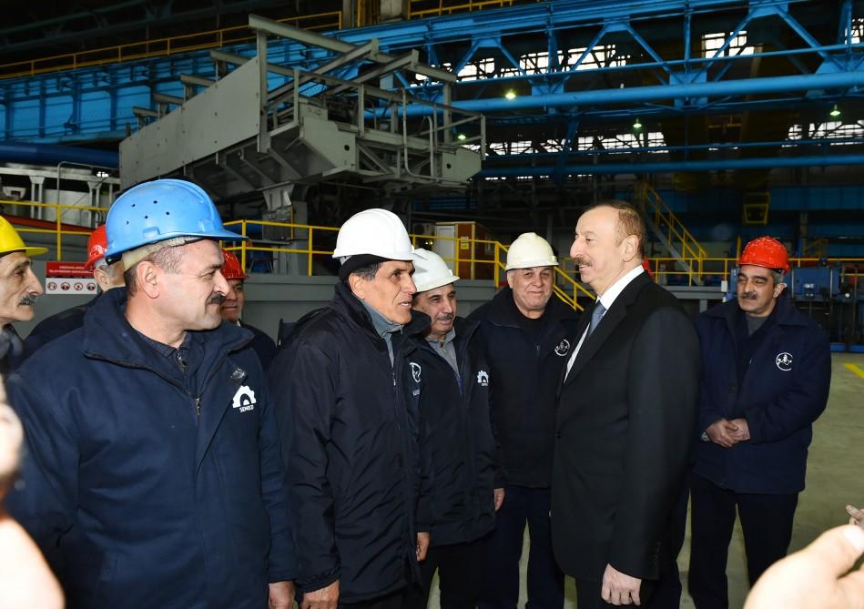 Prezident İlham Əliyev Sumqayıt boruyayma zavodunun yenidənqurmadan sonra açılışında iştirak edib (FOTO)