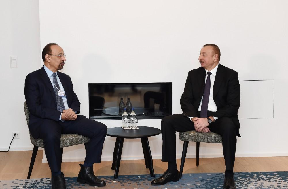 Prezident İlham Əliyevin Səudiyyə Ərəbistanının energetika, sənaye və təbii sərvətlər naziri ilə görüşü olub (FOTO)