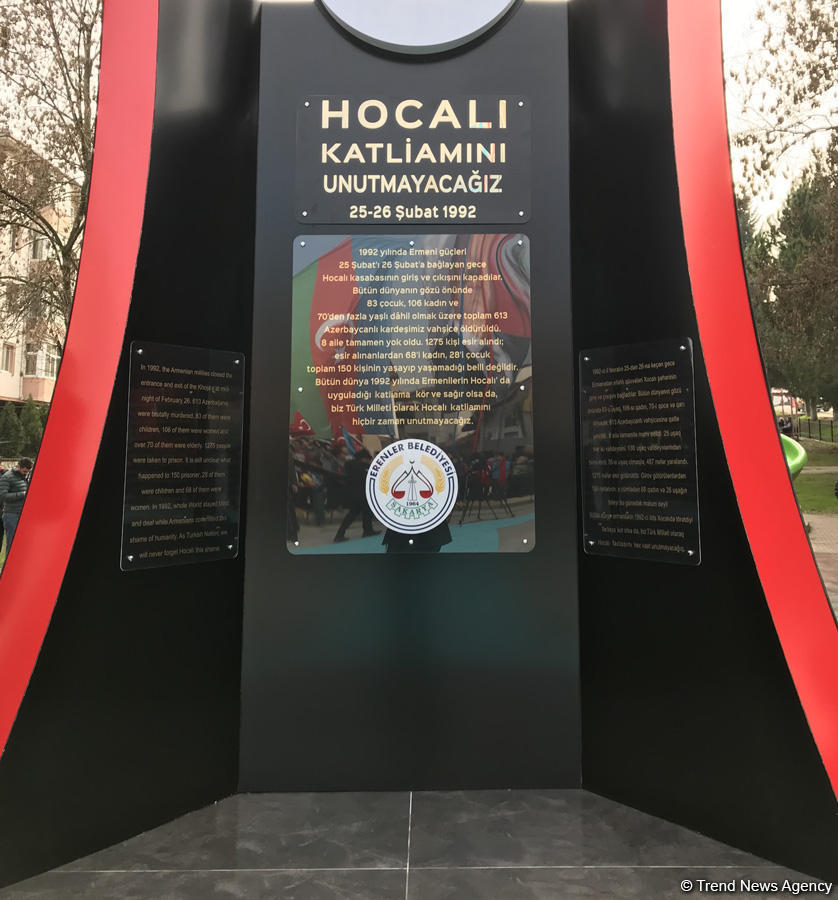 Sakaryada Xocalı soyqırımına həsr olunmuş abidə açılıb (FOTO/VİDEO)
