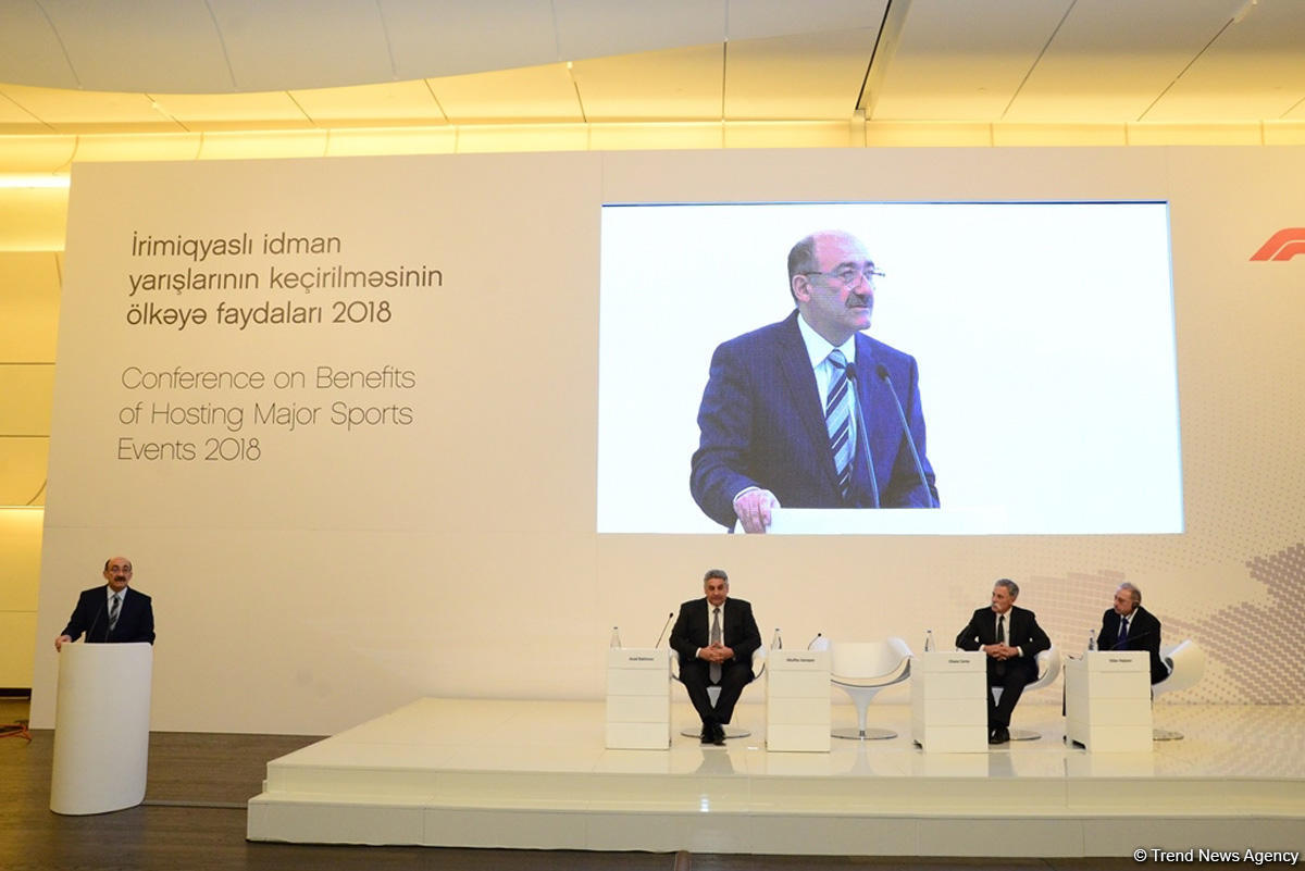 Bakıda “İrimiqyaslı idman yarışlarının keçirilməsinin ev sahibi ölkəyə faydaları-2018” mövzusunda konfrans keçirilib (FOTO)