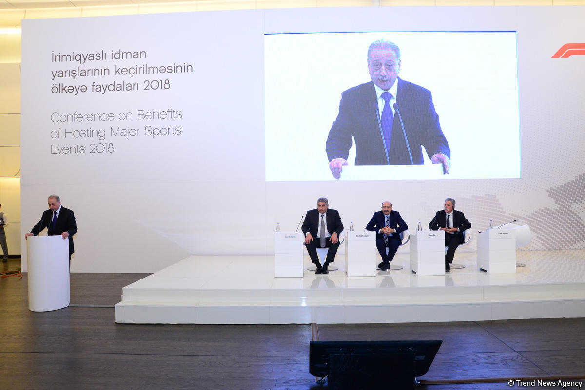 Bakıda “İrimiqyaslı idman yarışlarının keçirilməsinin ev sahibi ölkəyə faydaları-2018” mövzusunda konfrans keçirilib (FOTO)