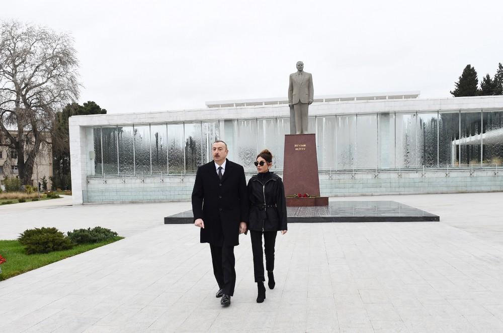 Prezident İlham Əliyev və birinci xanım Mehriban Əliyeva Mingəçevir şəhərinə səfərə gəliblər (FOTO)