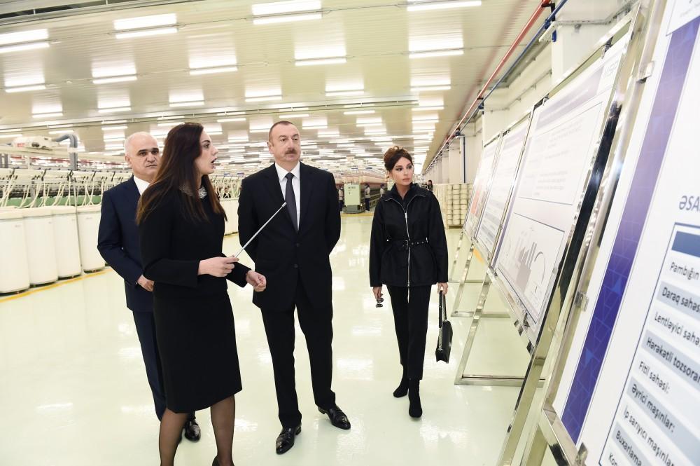Prezident İlham Əliyev və xanımı Mehriban Əliyeva “Mingəçevir Tekstil” MMC-nin iplik istehsalı üzrə iki müəssisəsinin açılışında iştirak ediblər (YENİLƏNİB) (FOTO)