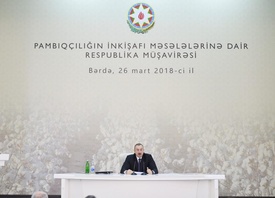 Bərdədə Prezident İlham Əliyevin sədrliyi ilə pambıqçılığın inkişafına dair respublika müşavirəsi keçirilib (FOTO) (YENİLƏNİB-4)
