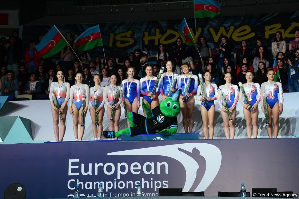 Batut gimnastikası üzrə Avropa Çempionatının ikinci gününün qalibləri və mükafatçılarının mükafatlandırma mərasimi keçirilib (FOTO)