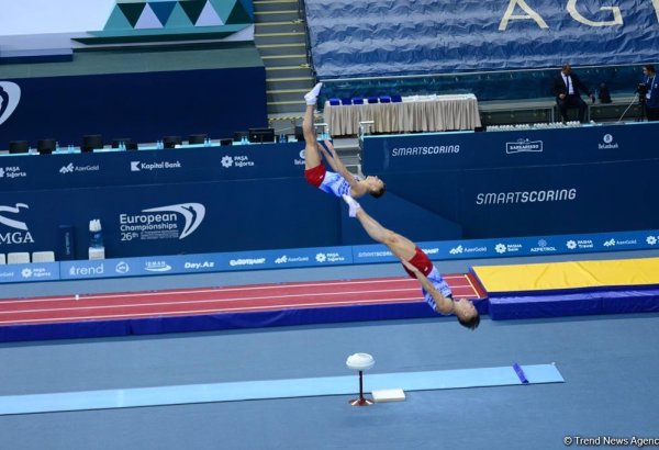 Azərbaycan gimnastları İsveçrədə Dünya Kubokunda batutda sinxron tullanmada birinci olublar