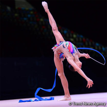 Azərbaycan gimnastı "AGF Junior Trophy"də lentlə hərəkətlərdə qızıl medal qazanıb