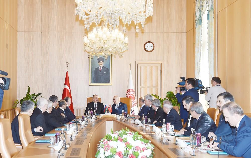 Prezident İlham Əliyev Türkiyə Böyük Millət Məclisinin sədri ilə görüşüb (YENİLƏNİB) (FOTO)