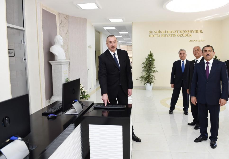 Azərbaycan Prezidenti Xaçmaz şəhərinə içməli suyun verilməsi mərasimində iştirak edib (FOTO) (YENİLƏNİB)