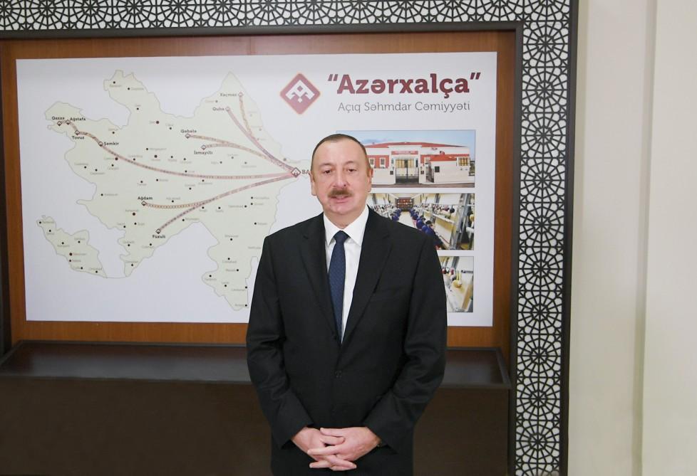 Prezident İlham Əliyev "Azərxalça" ASC-nin Xaçmaz filialının açılışında iştirak edib (FOTO) (YENİLƏNİB)