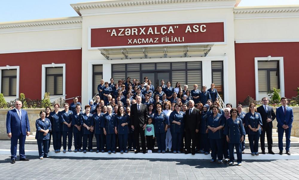 Prezident İlham Əliyev "Azərxalça" ASC-nin Xaçmaz filialının açılışında iştirak edib (FOTO) (YENİLƏNİB)