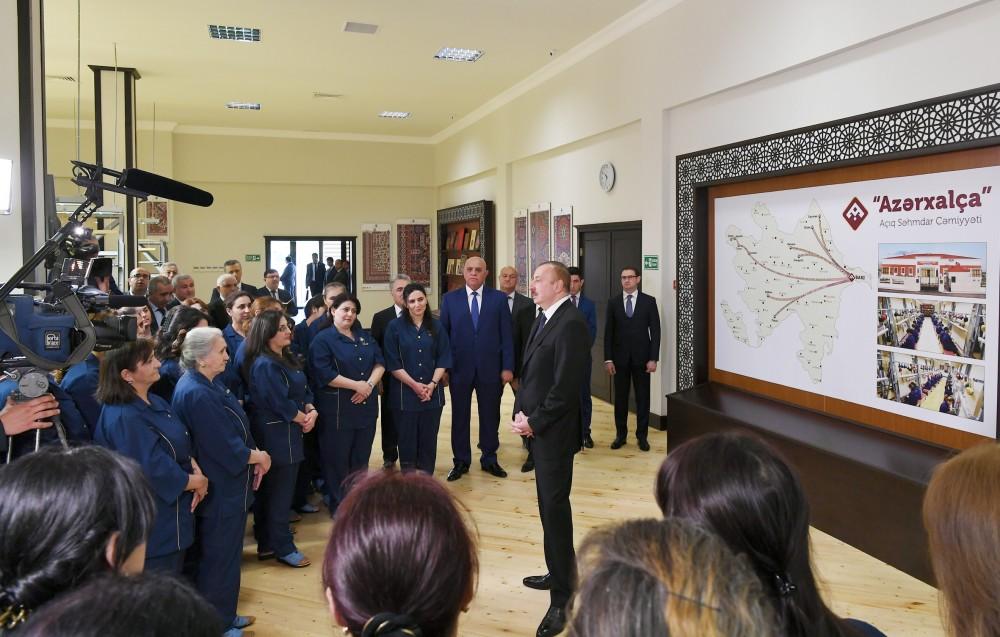 Prezident İlham Əliyev "Azərxalça" ASC-nin Xaçmaz filialının açılışında iştirak edib (FOTO) (YENİLƏNİB)