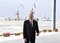 Prezident İlham Əliyev Bakı Beynəlxalq Dəniz Ticarət Limanı Kompleksinin açılışında iştirak edib (FOTO) (YENİLƏNİB-2)