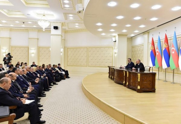 Azərbaycan və Serbiya prezidentləri mətbuata bəyanatlarla çıxış ediblər (FOTO) (YENİLƏNİB)