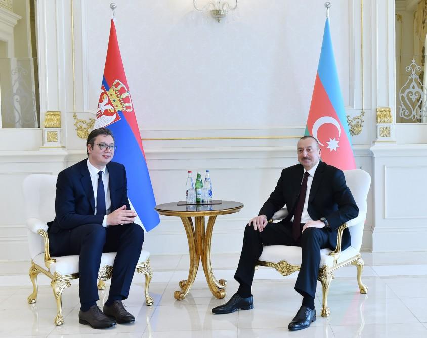 Azərbaycan və Serbiya prezidentlərinin təkbətək görüşü olub (FOTO)
