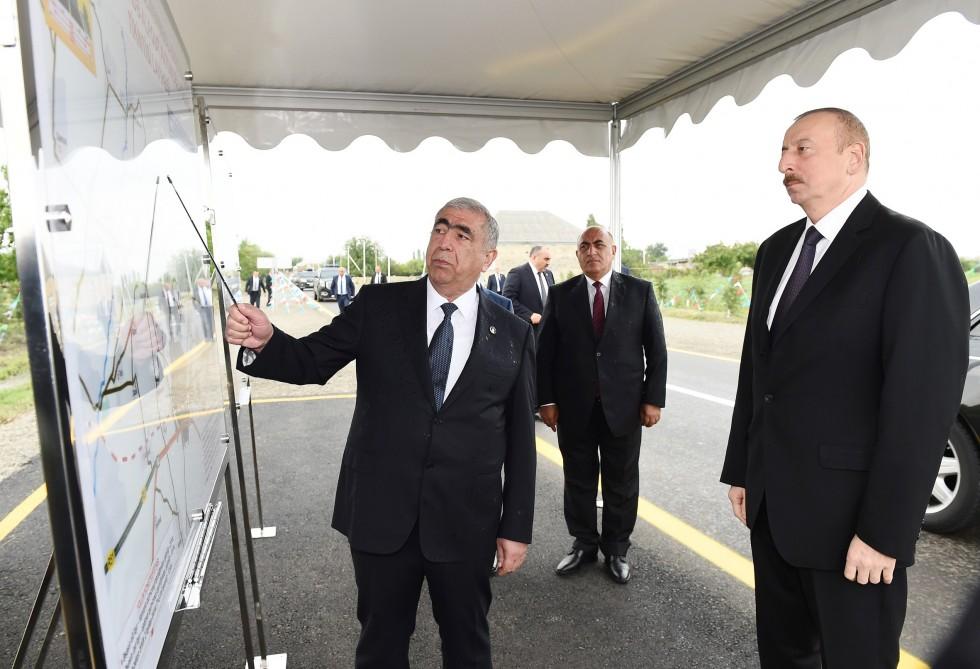 Prezident İlham Əliyev Goranboyda avtomobil yolunun açılışında iştirak edib (FOTO)