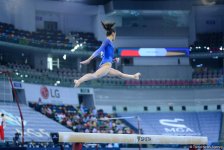 Yeniyetmələrin Olimpiya Oyunlarına idman gimnastikası üzrə təsnifat yarışlarından ən yaddaqalan məqamlar - FOTOSESSİYA