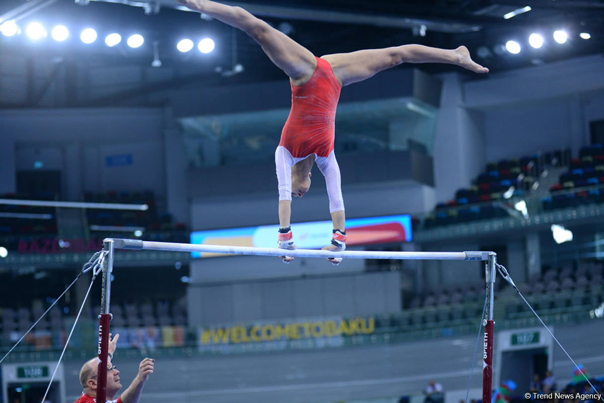 32 ölkədən olan gimnastlar Bakıda Yeniyetmələrin Olimpiya Oyunlarına vəsiqə uğrunda mübarizə aparır (FOTOREPORTAJ)