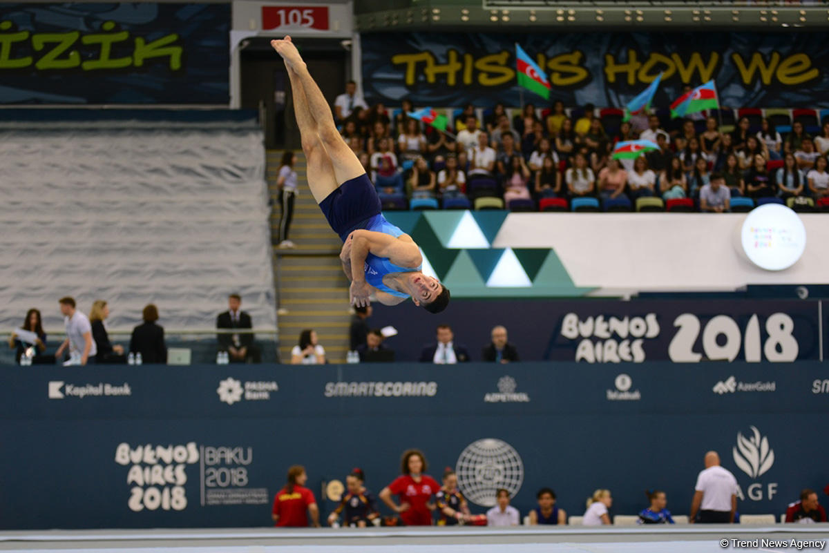 32 ölkədən olan gimnastlar Bakıda Yeniyetmələrin Olimpiya Oyunlarına vəsiqə uğrunda mübarizə aparır (FOTOREPORTAJ)