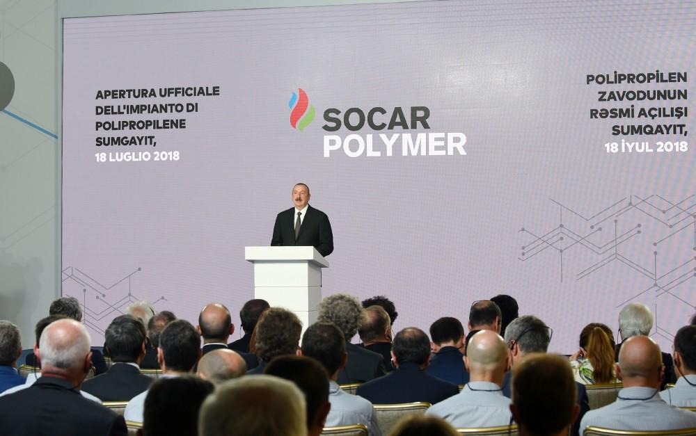 Azərbaycan və İtaliya prezidentləri Sumqayıt Kimya Sənaye Parkında polipropilen zavodunun açılışında iştirak ediblər (FOTO) (YENİLƏNİB)