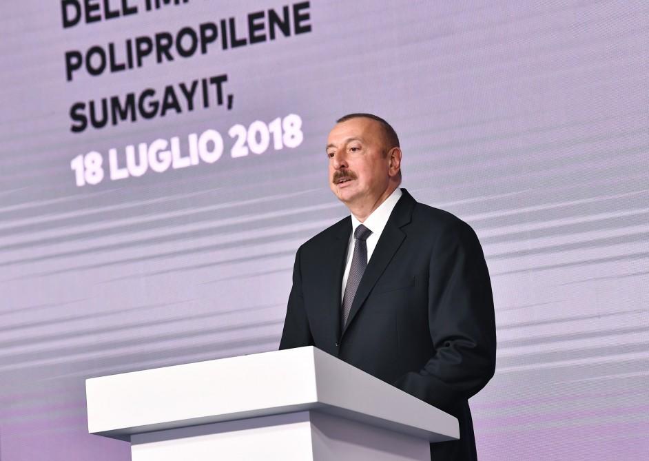 Azərbaycan və İtaliya prezidentləri Sumqayıt Kimya Sənaye Parkında polipropilen zavodunun açılışında iştirak ediblər (FOTO) (YENİLƏNİB)