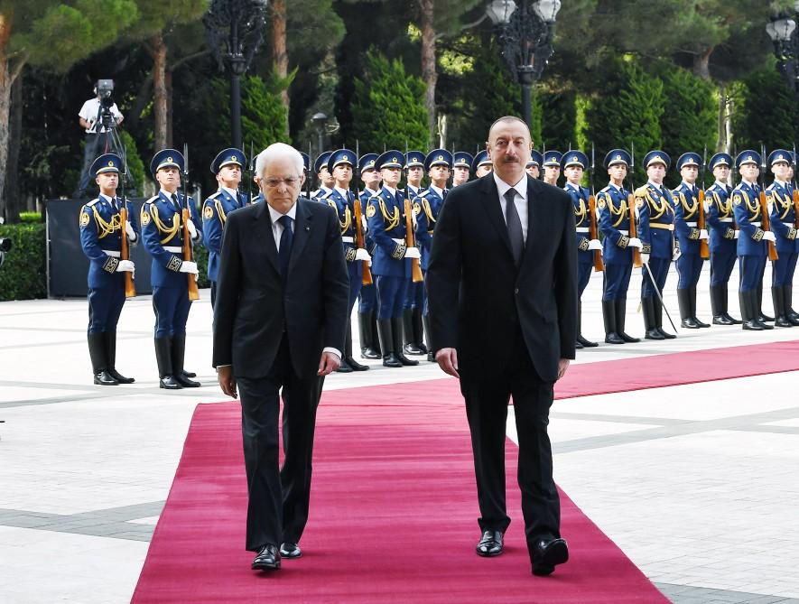 İtaliya Prezidenti Sercio Mattarellanın rəsmi qarşılanma mərasimi olub (FOTO)