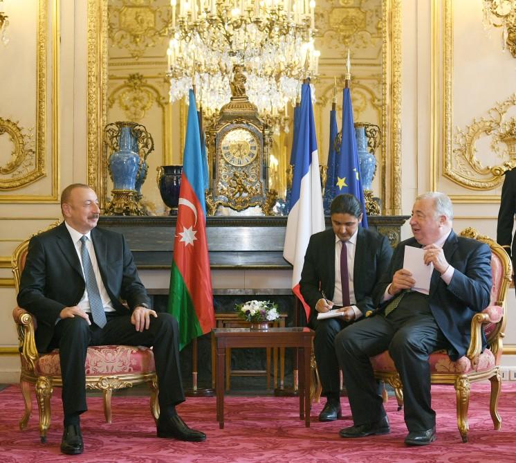 Azərbaycan Prezidenti İlham Əliyev Fransa Senatının sədri Jerar Larşe ilə görüşüb (FOTO)