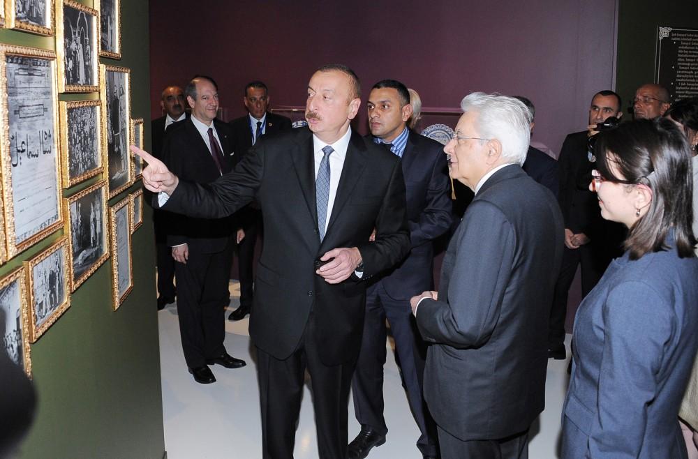 Prezident İlham Əliyev, xanımı və İtaliya Prezidenti Heydər Əliyev Mərkəzində Şah İsmayıl Xətaiyə həsr edilmiş sərgi ilə tanış olublar (FOTO)