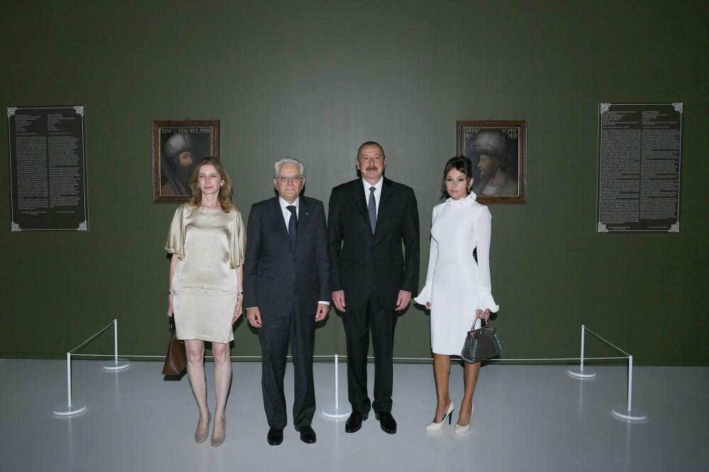 Prezident İlham Əliyev, xanımı və İtaliya Prezidenti Heydər Əliyev Mərkəzində Şah İsmayıl Xətaiyə həsr edilmiş sərgi ilə tanış olublar (FOTO)