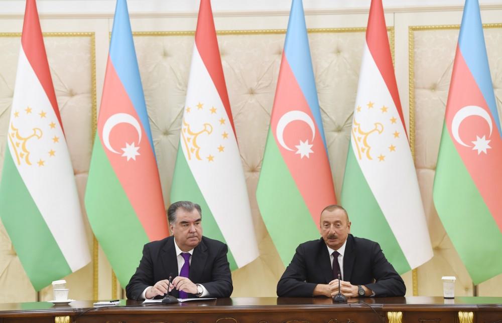 Azərbaycan və Tacikistan prezidentləri mətbuata bəyanatlarla çıxış ediblər (FOTO) (YENİLƏNİB)